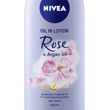 Load image into Gallery viewer, Nivea Body Lotion Oil In Body Lotion Rose & Argan Oil For Dry Skin 200Ml