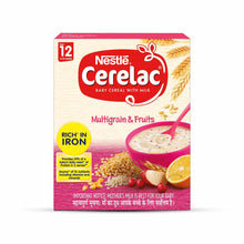 Load image into Gallery viewer, Nestlé Cerelac Fortified Baby Cereal With Milk Multigrain & Fruits – From 12 Months 300G Bib Pack