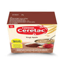 Load image into Gallery viewer, Nestlé Cerelac Fortified Baby Cereal With Milk Ragi Apple – From 8 Months 300G Bib Pack
