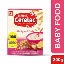 Load image into Gallery viewer, Nestlé Cerelac Fortified Baby Cereal With Milk Multigrain &amp; Fruits – From 12 Months 300G Bib Pack
