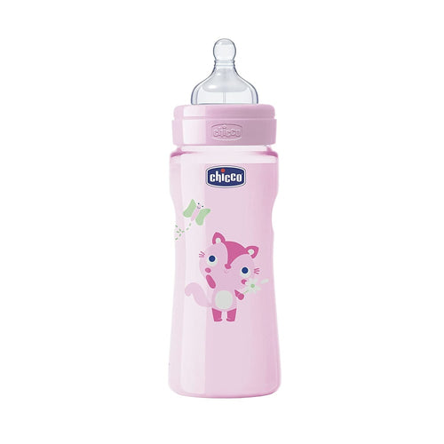Chicco 330Ml Wellbeing Fast Flow Feeding Bottle Pink