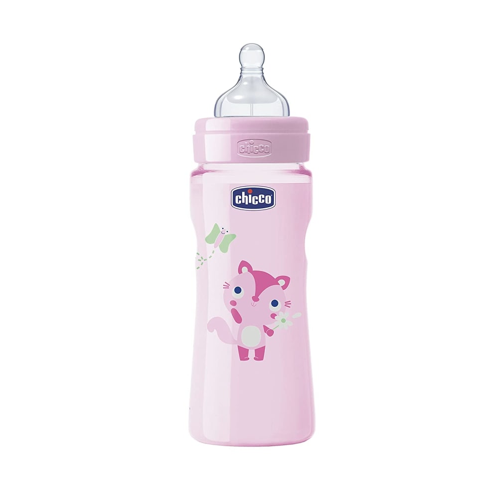 Chicco 330Ml Wellbeing Fast Flow Feeding Bottle Pink