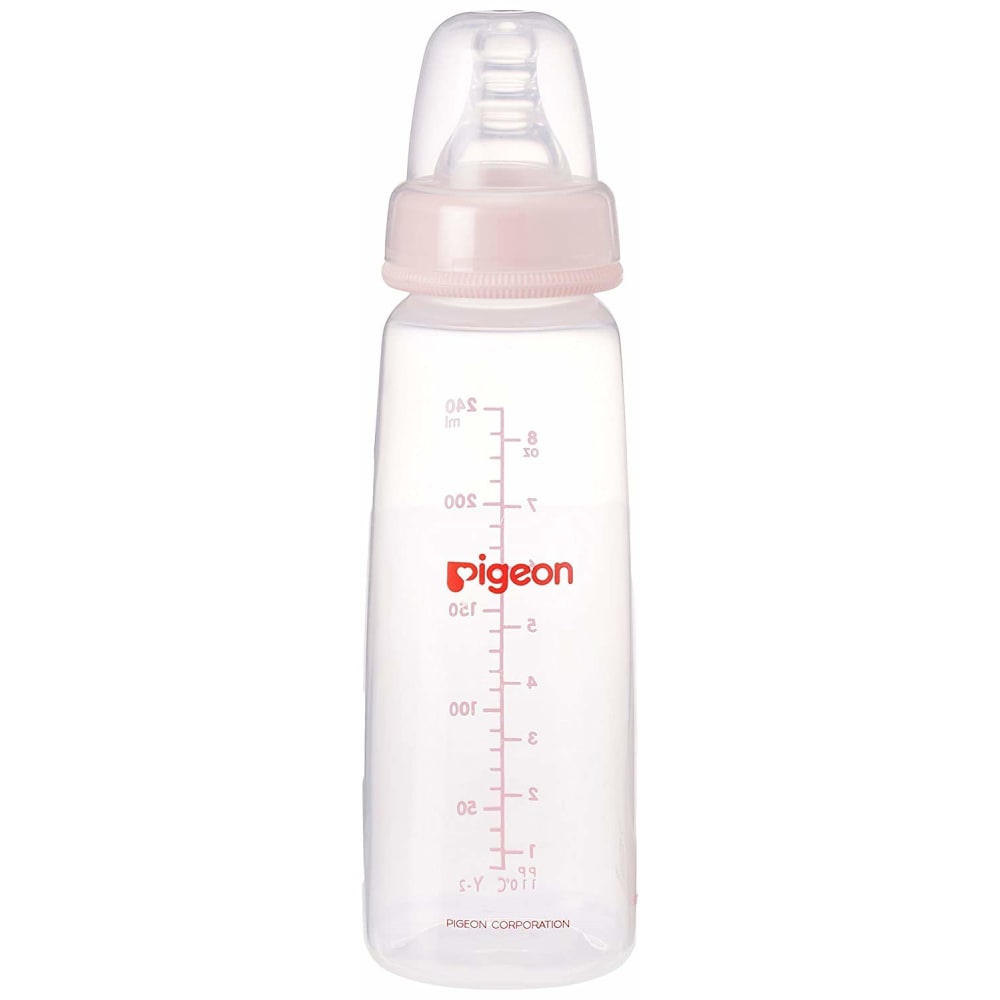 Pigeon Glass Feeding 240Ml Bottle With Add Nipple Medium Pink
