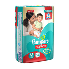 Load image into Gallery viewer, Pampers Medium Size Diapers &amp; Nappiess Pants 8 Count
