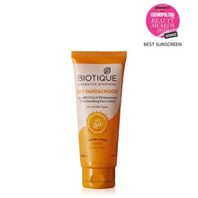 Load image into Gallery viewer, Biotique Sandalwood Sunscreen Ultra Soothing Face Body Lotion Spf 50+ 50Ml
