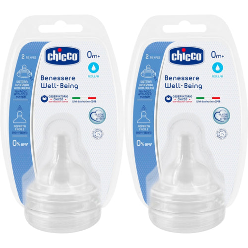 Chicco Wb Teat 0M+ Norm Sil 2Pcs New Born Flow Nipple