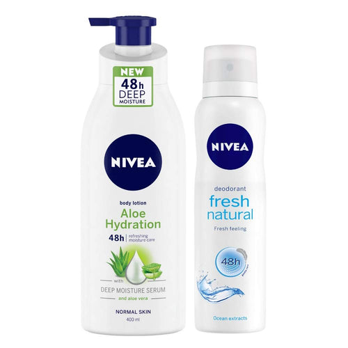 Nivea Aloe Hydration Body Lotion 400Ml With Nivea Fresh Natural Deodorant 150Ml