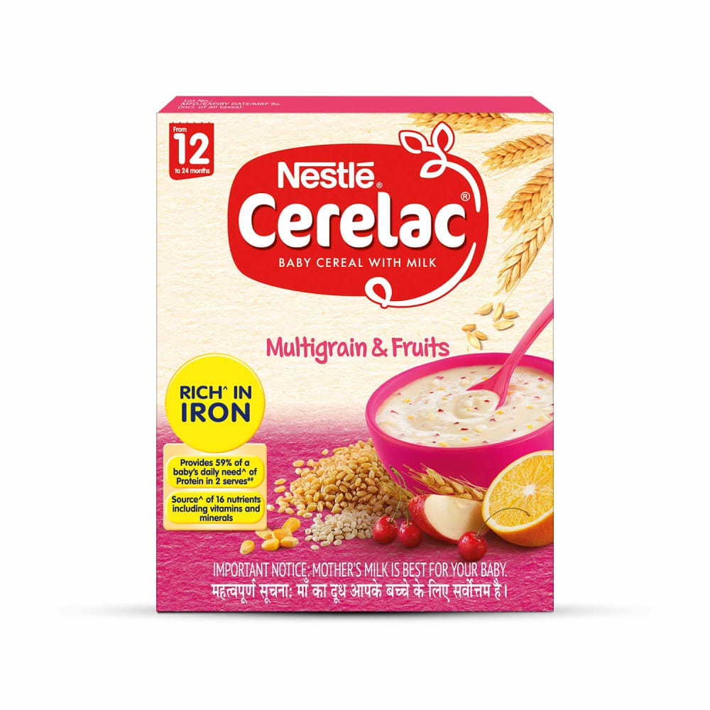 Nestlé Cerelac Fortified Baby Cereal With Milk Multigrain & Fruits – From 12 Months 300G Bib Pack